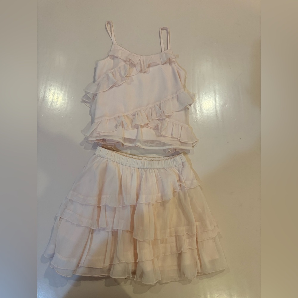 Abercrombie Kids pale pink ruffle vest top & skirt Age 11/12